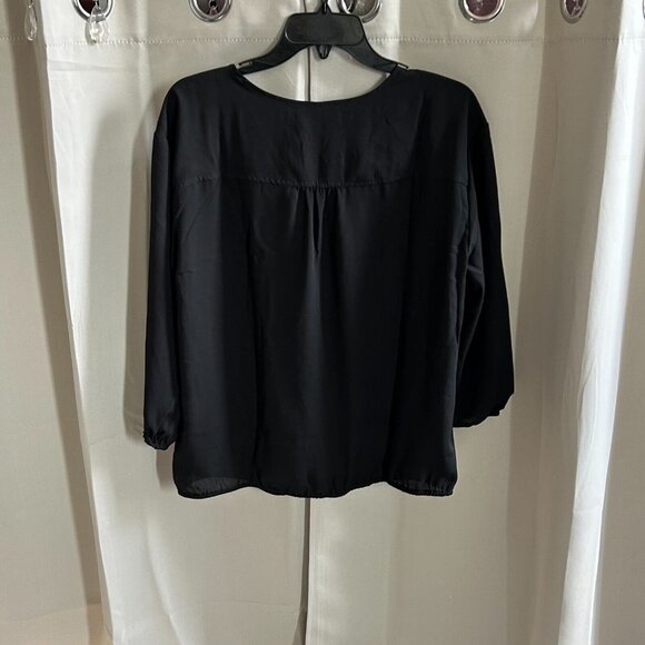 NYC Womens Top Large Black‎ Surplice Career Gothic Dark Romantic Witchy 17123 - Picture 2 of 8